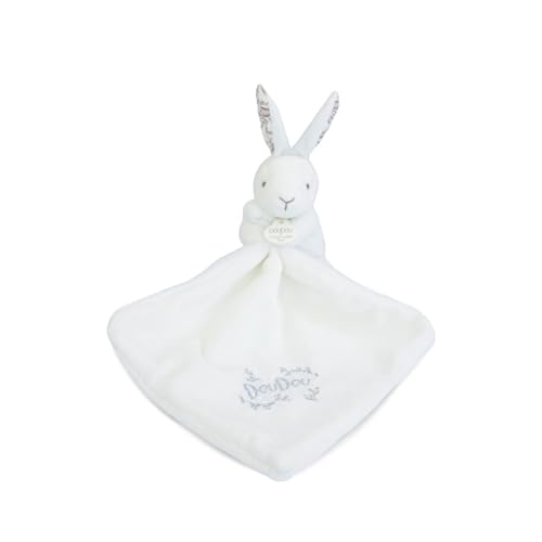 DOUDOU ET COMPAGNIE – Lapin Blanc avec Doudou – Peluche Bébé Ultra Douce – Motif Fleuri – Doudou de Naissance – Lavable Machine – Cadeau Bébé -...
