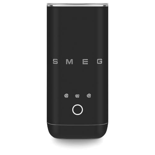 SMEG MFF02 Retro Style Mini Electric Milk Frother – Automatic Hot and Cold Foam Maker for Cappuccino, Latte & Specialty Coffee, 500W One-Touch Operation, Compact Design Coffee Accessory (Matte Black)