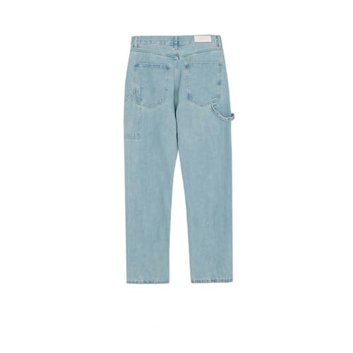 Knitted Decorative Straight Leg Pants Unisex High Street Washed Jeans2