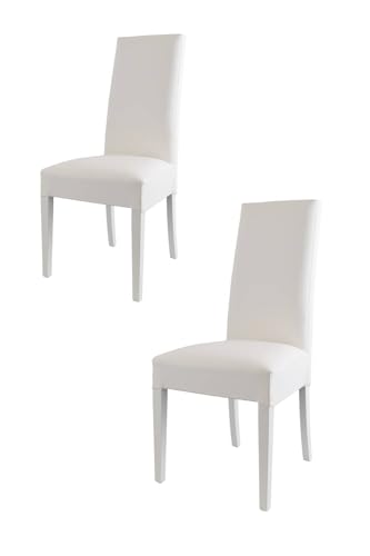 t m c s Tommychairs - Set 2 sillas Luisa para Cocina, Comedor, Bar y Restaurante, solida Estructura en Madera de Haya y Asiento tapizado en Polipiel Blanco