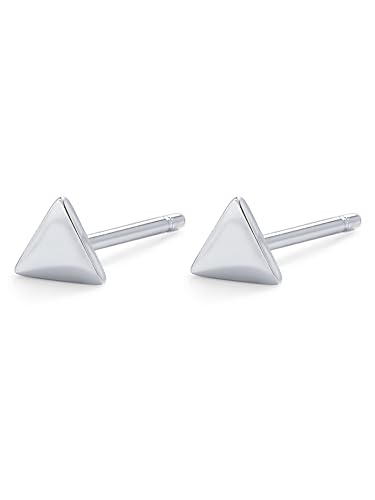 Image of Solid 925 Sterling Silver Stud Earrings for Women & Men, Hypoallergenic 18K Gold Plated & Silver Small Studs, Minimalist Elegant Earrings for Birthday, Party, Daily Gift