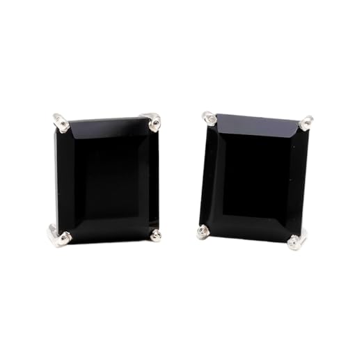 Boucles d'oreilles onyx noir argent 925 minimalistes pour femme LKSTD_0530