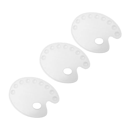 SEWACC 3PCS Oval Art Paint Mixing Tray Portable Paint Plate Color Mixing Board for Artists Students and Hobbyists White