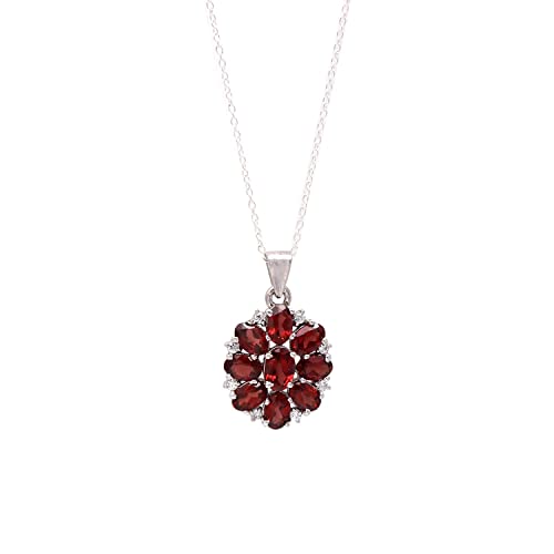Natural Red Garnet Gemstone Brilliant Oval Dainty Pendant Necklace, Zodiac, J...