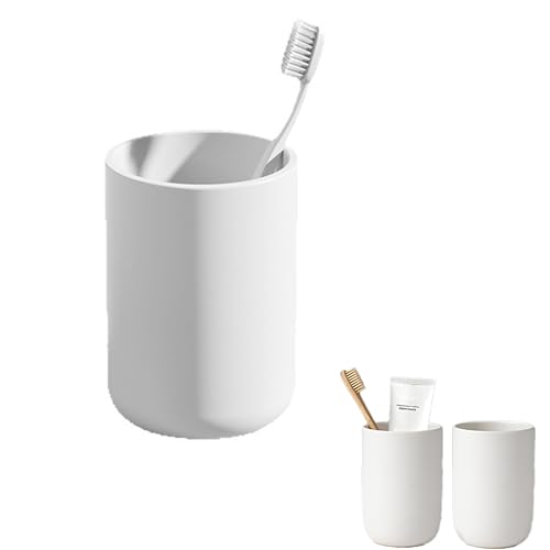 GoodTool Toothbrush Cup Toothbrush Holders bathroom cup 350ml Plastic Mouthwash Rinse Cups Slim Plastic Rinsing Cup for Family and Kids (White)