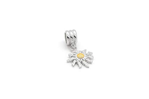 TALISMAN JEWELLERY Abalorio/Charm de Plata Esterlina 925 y Chapado Oro para pulsera con cadena de serpiente - Eguzkilore, Flor Vasca (12 MM) (No incluye pulsera)
