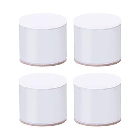Set of 4 Carbon ?Steel Bed Risers,Lift Furniture Risers,Self-Adhesive Heavy Duty Furniture Raisers,Sofa Legs,Adds Height to Beds Cabinets,Supports 4,400 lbs,Round (10.2cm,White) Cover