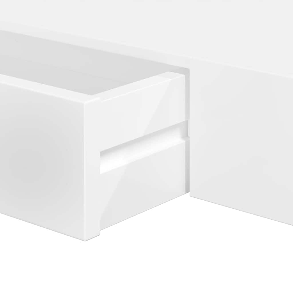 Estantería de pared con cajón de 80 cm, estante flotante blanco mate de MDF, con fijación invisible, para decoración, libros y llaves, incluye material de montaje