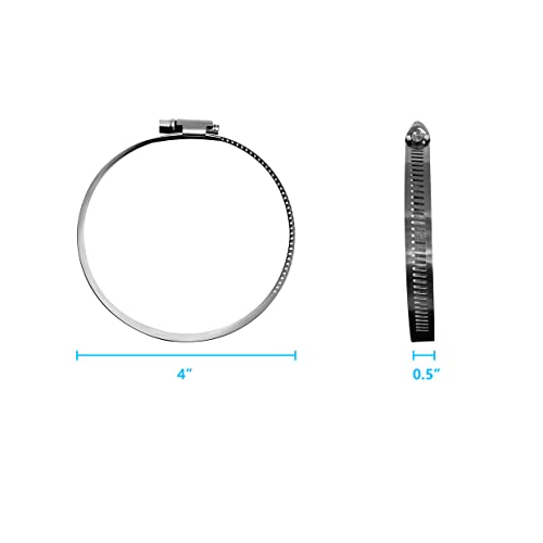 Tech Drive 6 Inch Duct Clamps For 6 Inch Hvac Air Ducting, Hoses, And Exhaust Ventilation - (2 Pack) Adjustable Stainless Steel Clamps For Plumbing Dryer Vent #TOP2