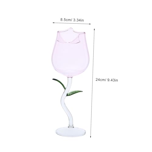 Verres à vin forme de rose gobelets verre créatifs pied haut jus - 3