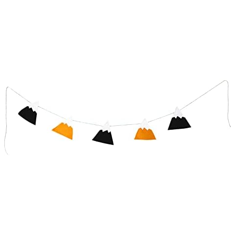 ELLA & MAX Kids Nursery Decor Mountain Garland Banner Black & Mustard Felt Bunting Woodland Theme Nursery, Rustic Nursery Decor. Handmade in USA. Cover