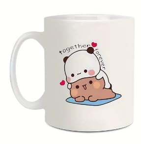 KQDRAVINE Tasse Esthétique pour Bubu Dudu 330 ml, Tasse en Céramique avec Cuillère Ronde en Acier Inoxydable, Mug Mignon pour Thé et Café, Tasse Drôle...