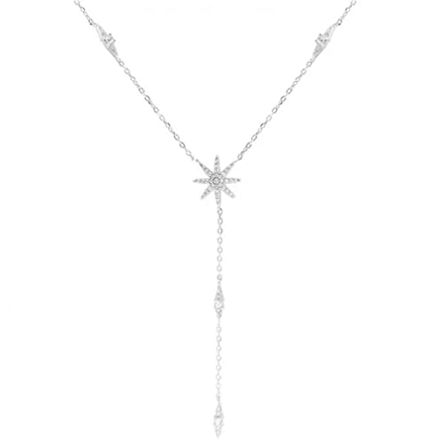 Collier en argent Sterling 925 brillant à chaînes longues pour femme