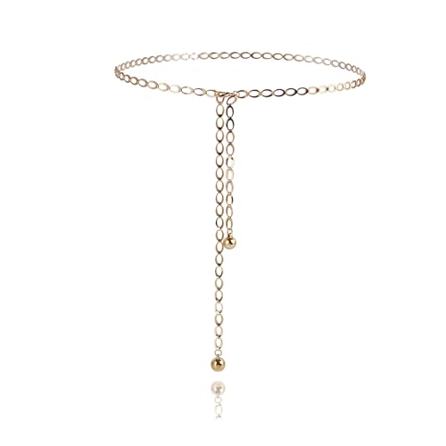 Gold Rope Belt Metal Costume Accent for Women Adjustable Thick Golden Waist Chain Egyptian and Greek Goddess Style Fancy Belts for Dresses Dressy Jumpsuits Toga Dress and Waist Decoration