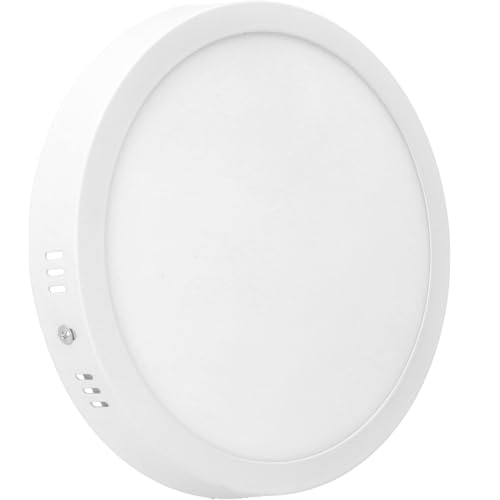 Jandei – Downlight LED Superficie, 18W, 1440 Lumen, Redondo, Montaje con soporte para fijar posteriormente la lámpara, Tamaño 210x28 mm, Color de Luz Blanco Frío 6000K, Transformador Incluido