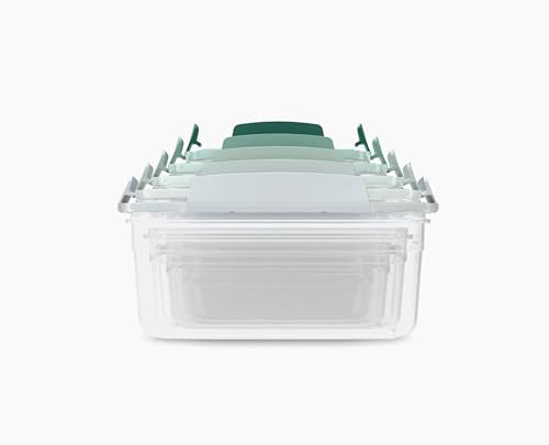Image of Joseph Joseph Nest Lock, 10 Piece Plastic Food Storage Container set with lids, Leak Proof, Airtight, Space Saving, Kitchen Storage, BPA free - Sage Green