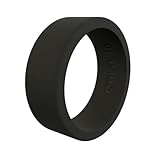 QALO Men's Basic & Flat Silicone Ring, Black (Size 12) - Men’s Silicone Wedding Band - Breathable Comfort Fit Silicone Rings for Men - Durable Rubber Engagement Rings for Him - 8mm x 2mm