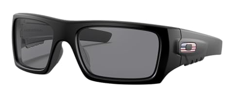 Oakley SI Det Cord Sunglasses Matte Black USA Flag with Grey Lens 60.8mm ANSI Z87.1 Stamped