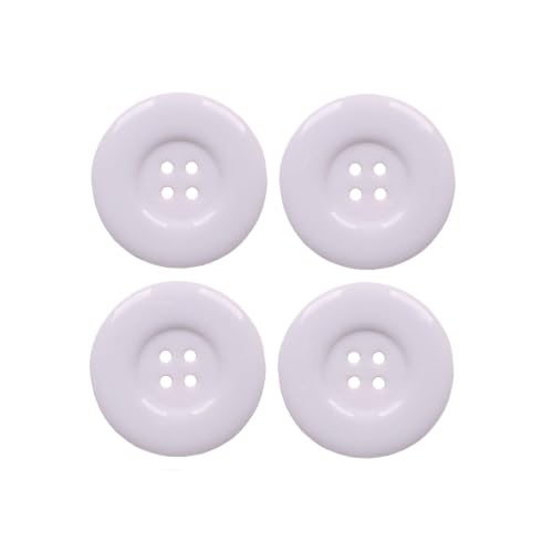 Image of Pack of 12 Big White Resin Buttons for Lab Coats Blazers Diameter 48 L,(1.2 inch) 4 Holed for Sewing and Art and Craft Round Buttons with 4 Holes