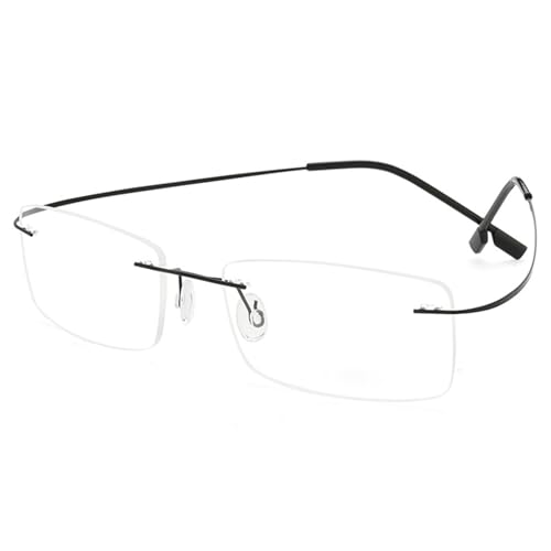 Gafas de lectura sin montura de titanio negro gafas flexibles ultraligeras para presbicia