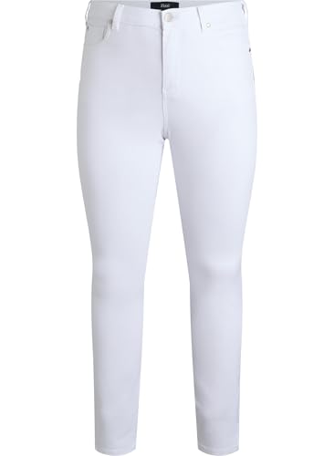 Zizzi Amy Super Slim Jean taille haute pour femme Taille 42-60, Blanc., 54W / 32L
