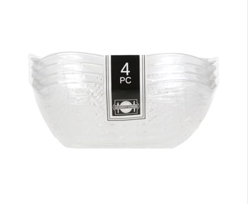 Set of 4 Plastic Scalloped-Edged Bowls, 5 x 2.75 Inches