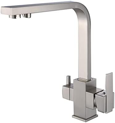 Robinet de cuisine 3 en 1 en laiton chrome brossé durable pour évier
