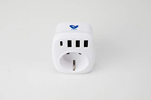 Adaptateur Prise USA France - Adaptateur Prise - Adaptateur Prise Americaine - Adaptateur Voyage - Prise Adaptateur - France UKAdaptateur Europe vers Royaume-Uni 4 Ports USB - Voltman - VOM520023 Cover
