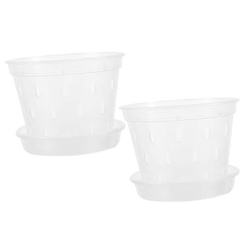TOPBATHY 2sets Vasi Traspiranti Per Piante in Plastica Con Sottovasi Contenitori Trasparenti Drenaggio Per Piante Da Giardino e Balcone Supporto Per Piantine e Fioriere Indoor Ed Outdoor