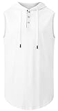 Aiyino Men's Sleeveless Sports Hooded Tank Tops Casual Muscle T Shirts Summer Bodybuilding Workout Gym Hoodies 4XL White