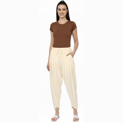 Image of Loose Fit Rayon Dhoti Tulip Pants for Women Patiala Salwar Bottom Wear Harem Pants, Waist Free Size (28 Inch to 42 Inch)