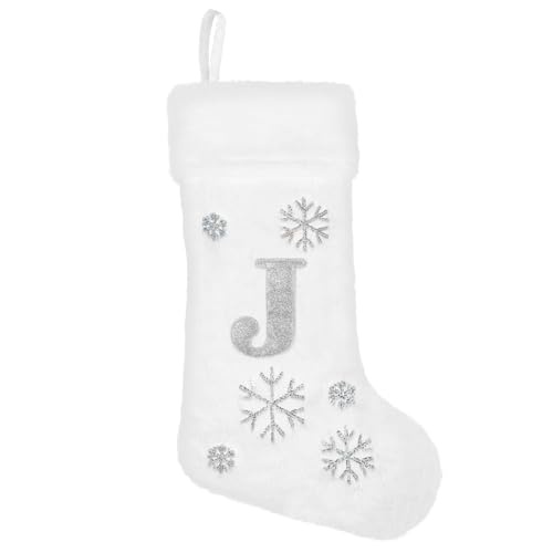 VEYLIN Christmas Stocking, 20 Inch Christmas Stockings with Initials Letter Stockings Christmas Plush Christmas Stockings Christmas Stockings for Kids/Adult Letter J