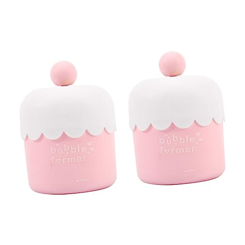 Healeved 2 Piezas espuma limpiadora facial líquido dispensador de jabón baño Limpiador facial Herramientas de limpieza facial Tazas para hacer espuma para limpieza facial el plastico rosa