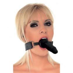 Rimba Latex Play Bouche Bâillon avec Pénis Noir One Size