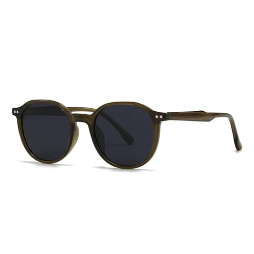 Lunettes de soleil rondes rétro de luxe avec rivets tendance protection UV400 pour femme et homme