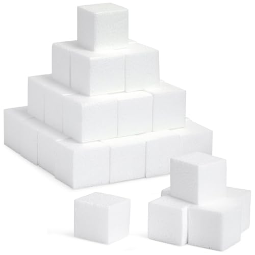 Bright Creations Craft Foam Cubes - 3-Inch White Polystyrene, Pack of 30 - Lightweight & Durable Modeling & Project Foam Blocks for School Crafts