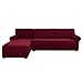 Żakard Narzuta Na Sofę W Kształcie Litery L , Rozciągliwy Krój Pokrowiec Na Segmentowe Kanapy Pyłoszczelny Pokrowiec Na Sofę Narożną Ochraniacz Na Meble-Bordo-3-osobowy prawy szezlong