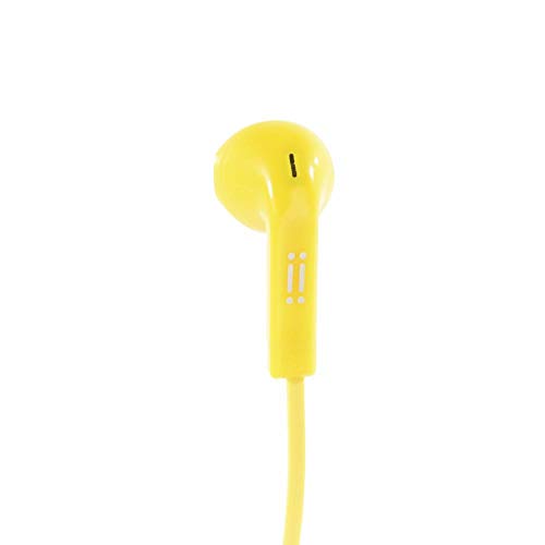 Aiino Pop - Auriculares in-Ear ergonómicos y universales con adaptadores de Silicona para Practicar Deporte. Micrófono y botón multifunción - Amarillo