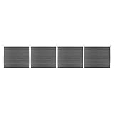 vidaXL Zaunelement Set mit Pfosten Sichtschutz Windschutz Zaun Gartenzaun Lamellenzaun Sichtschutzzaun Windschutzzaun WPC 699x146cm Schwarz