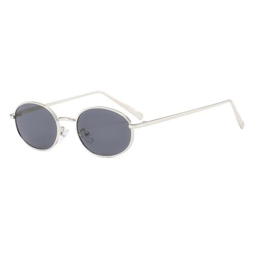 Vintage Oval Frame Sunglasses Women Men Trendy Metal Narrow Small Retro Unisex Sun Glasses Non Polarized