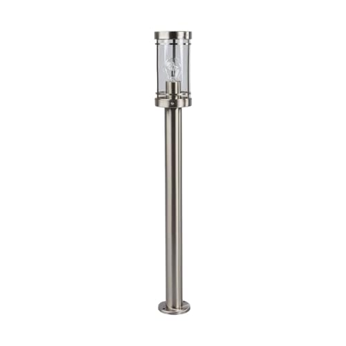 Lindby Luminaire extérieur Djori (Moderne) en Gris Inox (1 lampe,à E27), borne eclairage exterieur, lumineuse luminaire pour socle