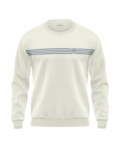 Image of WarriorWorld Men's Cotton Sweatshirt | Minimalist Stripe Logo Print | Crewneck Pullover | Tech-Inspired Winter Wear | Soft & Stylish