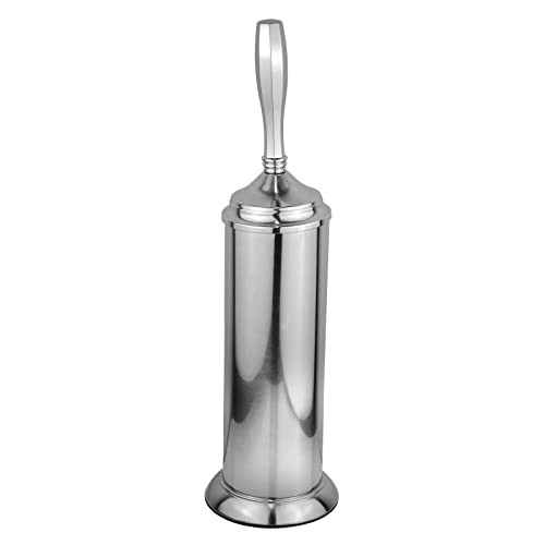 Image of Splash Home Kolva Stainless Steel Toilet Brush with Holder, Bowl Scrubber with Durable Cleaning Bristles, Hidden Brush with Splash Protective Disc Design - Chrome