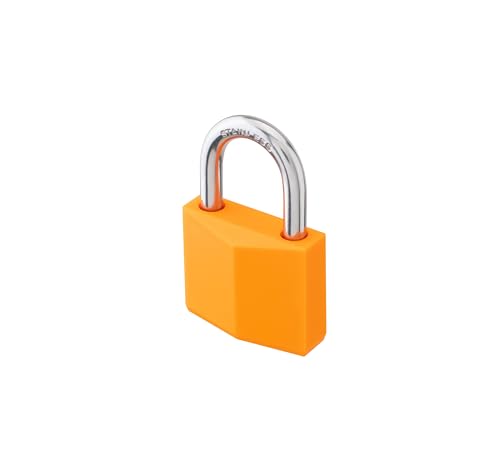 Image of 2-Pack Keyed Alike Locks, Orange Covered Brass Keyed Padlock with Stainless Steel Shackle, 1-9 /16 Inch Lock Body, Rustproof Locks for Luggage Gate Fence Hasp Cabinet Toolbox Gym School Locker