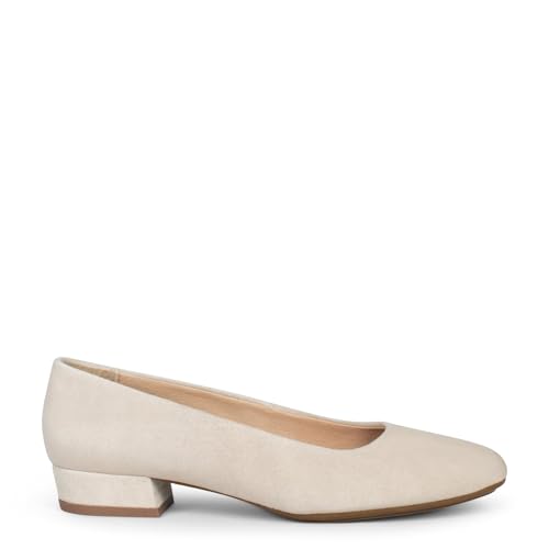 Zapatos de tacón bajo Piel de Ante Elegantes, Hueso, EU 41