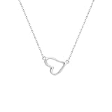 Lindo collar de gargantilla de plata de ley 925 con corazón abierto para mujer, minimalista, chapado en oro de 14 quilates, collar de amor con corazón hueco, cadena ajustable, joyería de moda, regalos