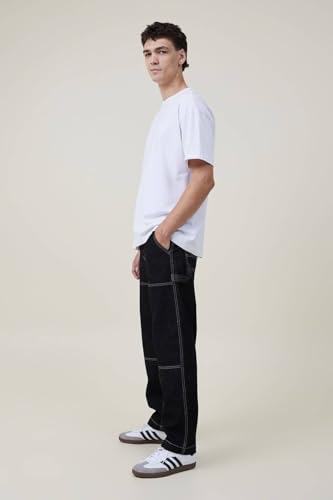 Image of KOTTY Men's Striped Aswad Black Button Regular Fit Jeans