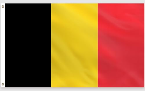 PartyYaa Drapeau de la Belgique, 150 x 90 cm Drapeau belge Impression unilatérale avec 2 œillets en laiton, imperméable, la Belgique pour la fête...