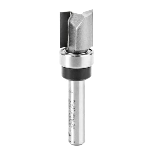 Image of Amana Tool 45487 Carbide Tipped Flush Trim Plunge Template Router Bit 1 /2 Dia x 1 /2 x 1 /4 Inch Shank with Upper Ball Bearing