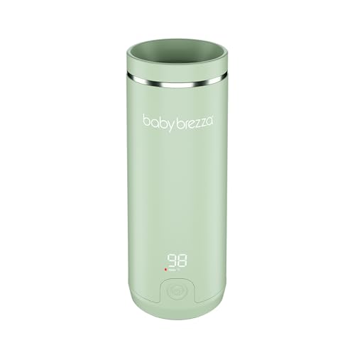 Baby Brezza SuperFast Portable Bottle Warmer 3x Faster than Others Travel Milk Formula Warmer with 4 Temperature Settings 9oz Capacity USB Rechargeable Safe & Even Heating No Adapters Sage Green